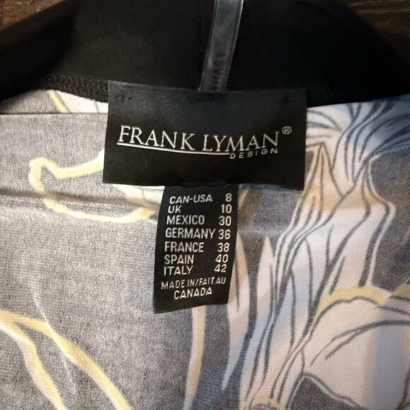 Frank Lyman design open waterfall cardigan size 8 floral tropical print black wh - Picture 6 of 10